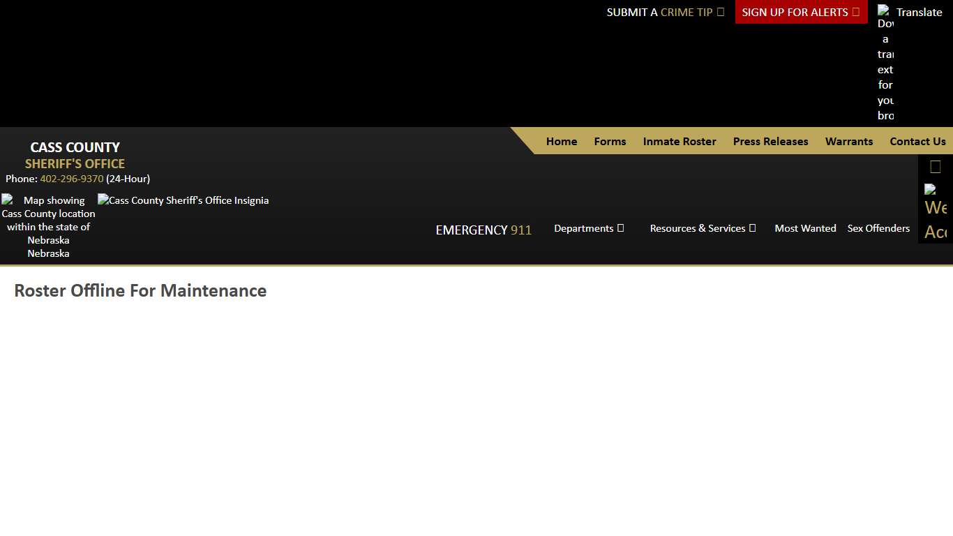 Inmate Roster - Current Inmates - Cass County NE Sheriff's Office