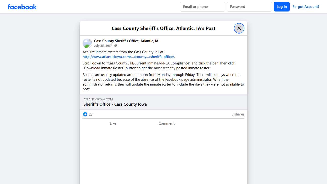 Acquire... - Cass County Sheriff's Office, Atlantic, IA Facebook